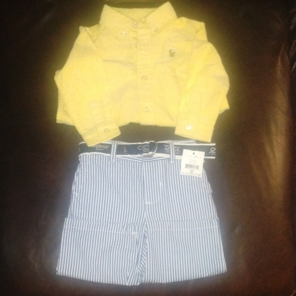 Ralph Lauren Yellow and Blue Button Down Shirt